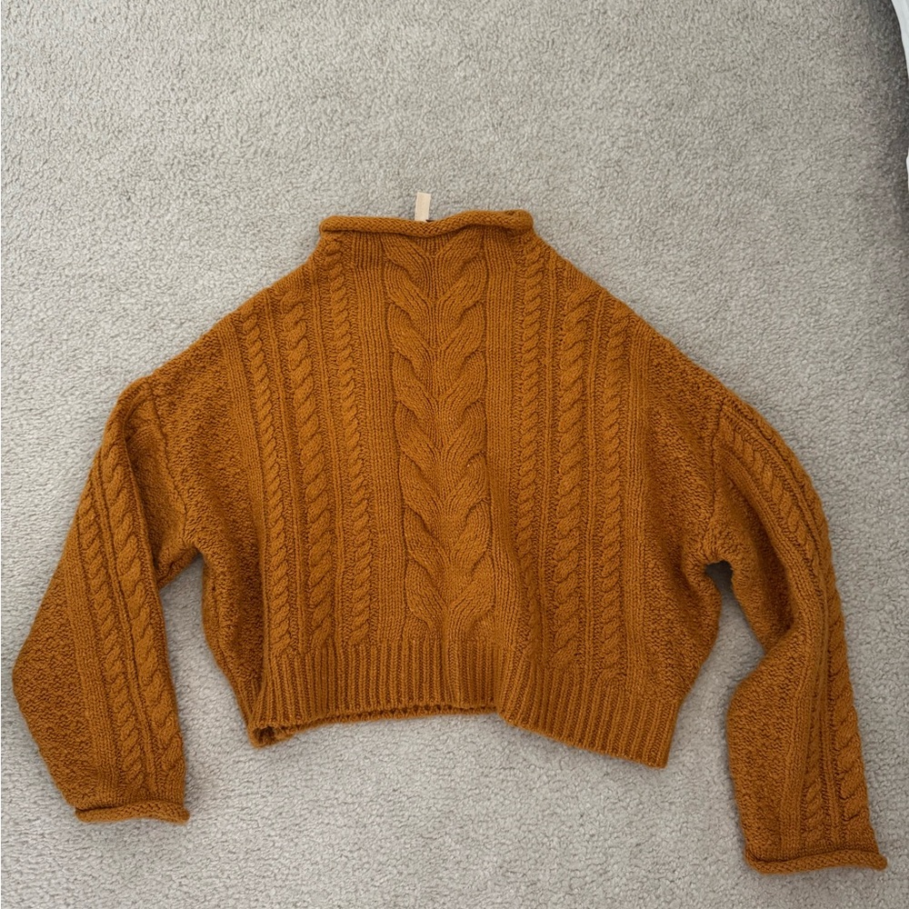 Anthropologie/Pilcro cropped cable knit sweater